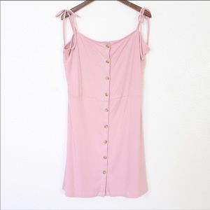 TOPSHOP Pink Ribbed Button Up Mini Dress, Size 12